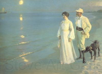 Peder Severin Kroyer Summer Evening on the Skagen Beach The Artist and hs Wife (nn02) Norge oil painting art